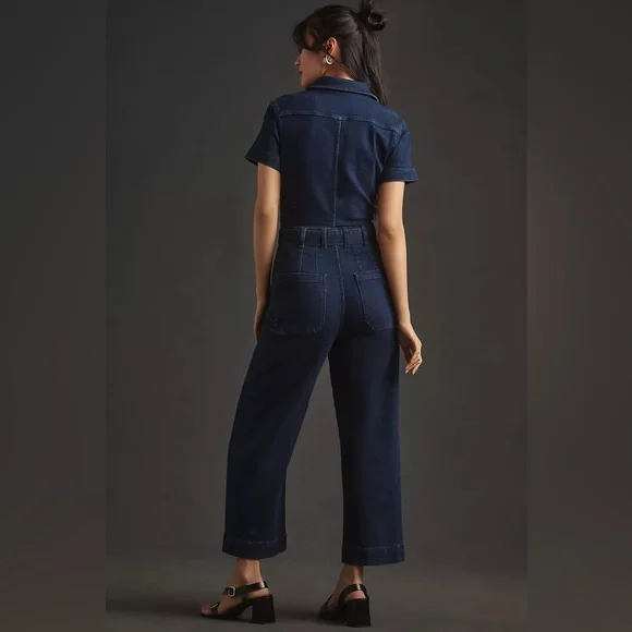 Anthropologie NWT THE COLETTE WEEKEND DENIM JUMPSUIT BY MAEVE - 0 - Picture 3 of 9